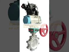 Triple piece pneumatic turbine convex ear soft seal butterfly valve